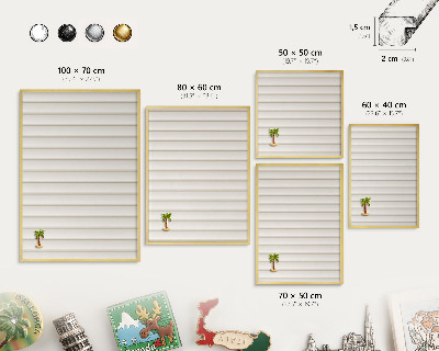 Tablero para imanes decorativo con marco dorado Líneas verticales