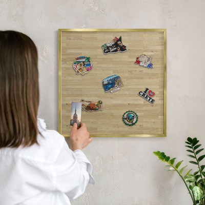 Pizarra magnética de pared en color oro Textura de madera