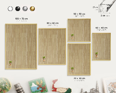 Pizarra magnética de pared en color oro Textura de madera