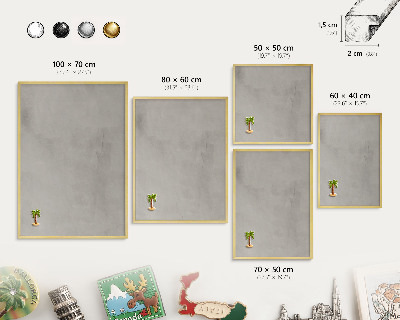 Tablero para imanes decorativo con marco dorado Fondo gris