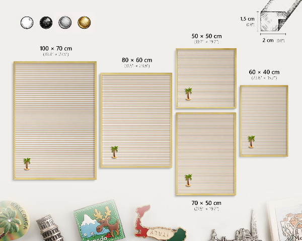 Pizarra magnética de pared en color oro Rayas verticales