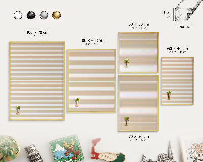 Pizarra magnética de pared en color oro Rayas verticales