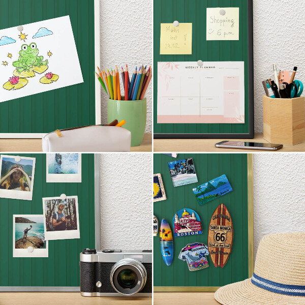 Tablero para imanes decorativo con marco dorado Rayas verdes