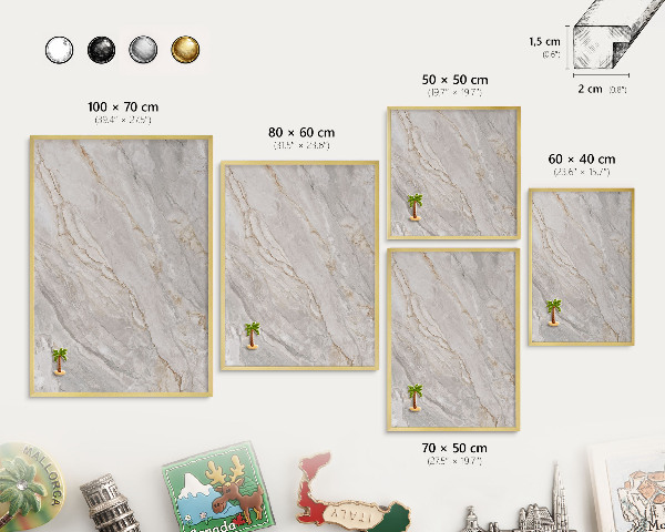 Pizarra magnética de pared en color oro Elegancia del mármol
