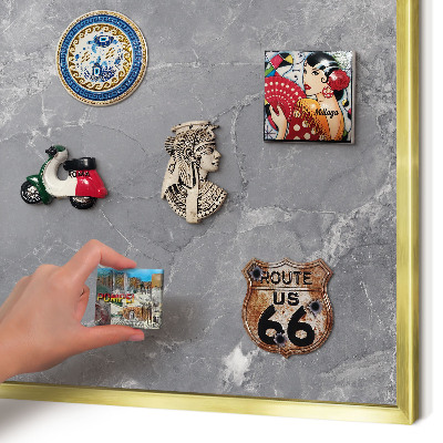 Tablero para imanes decorativo con marco dorado Mármol gris