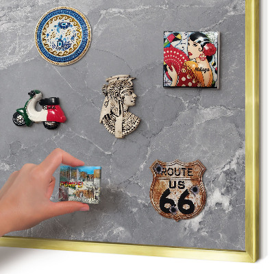 Tablero para imanes decorativo con marco dorado Mármol gris
