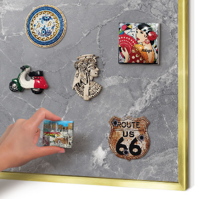Tablero para imanes decorativo con marco dorado Mármol gris