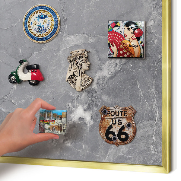 Tablero para imanes decorativo con marco dorado Mármol gris