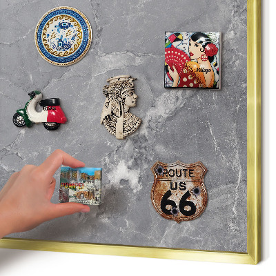 Tablero para imanes decorativo con marco dorado Mármol gris