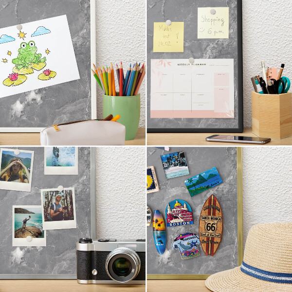 Tablero para imanes decorativo con marco dorado Mármol gris