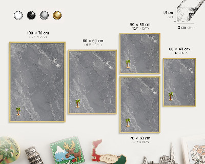 Tablero para imanes decorativo con marco dorado Mármol gris