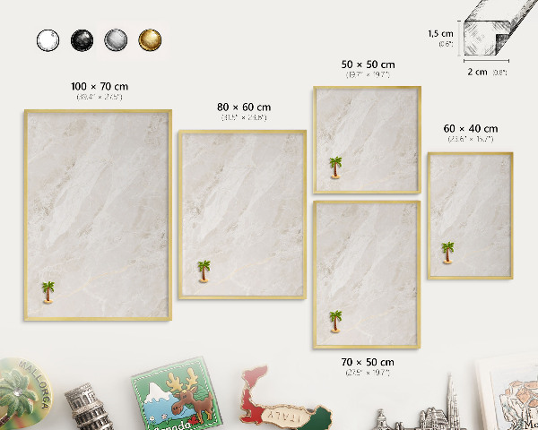 Pizarra magnética de pared en color oro Elegancia cremosa