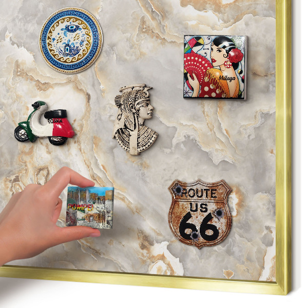 Pizarra magnética de pared en color oro Elegancia del mármol
