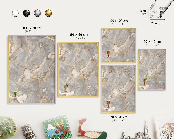 Pizarra magnética de pared en color oro Elegancia del mármol