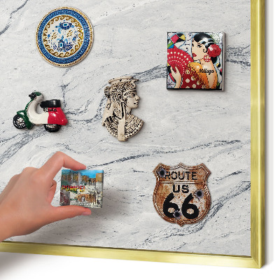 Tablero para imanes decorativo con marco dorado Elegancia gris