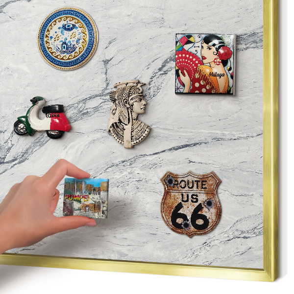 Tablero para imanes decorativo con marco dorado Elegancia gris