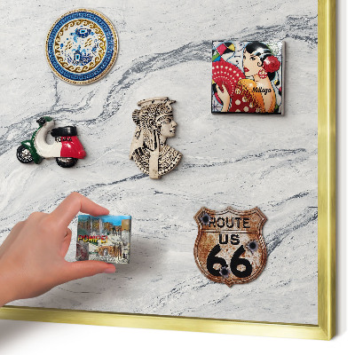 Tablero para imanes decorativo con marco dorado Elegancia gris