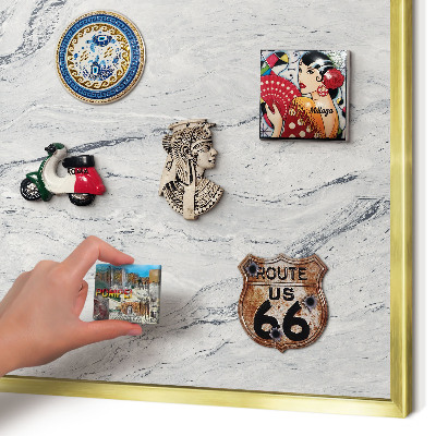 Tablero para imanes decorativo con marco dorado Elegancia gris