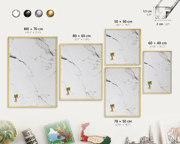 Tablero para imanes decorativo con marco dorado Elegancia moderna