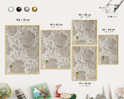 Pizarra magnética de pared en color oro Flores antiguas