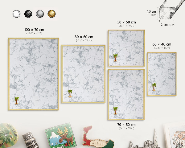Pizarra magnética de pared en color oro Estética del mármol