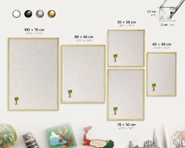 Tablero para imanes decorativo con marco dorado Puntos diminutos