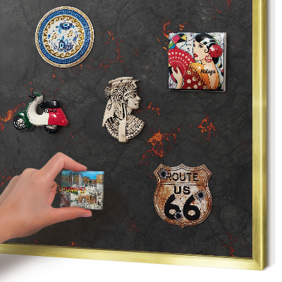 Tablero para imanes decorativo con marco dorado Lava volcánica