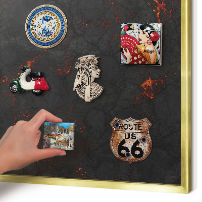 Tablero para imanes decorativo con marco dorado Lava volcánica