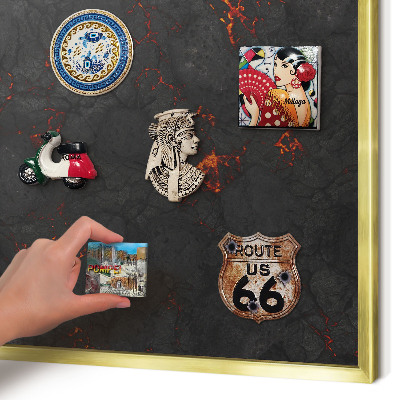 Tablero para imanes decorativo con marco dorado Lava volcánica