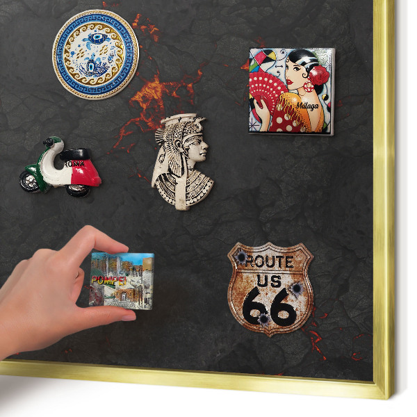 Tablero para imanes decorativo con marco dorado Lava volcánica