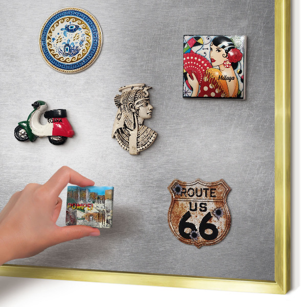 Tablero para imanes decorativo con marco dorado Superficie metálica