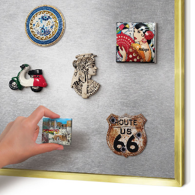 Tablero para imanes decorativo con marco dorado Superficie metálica