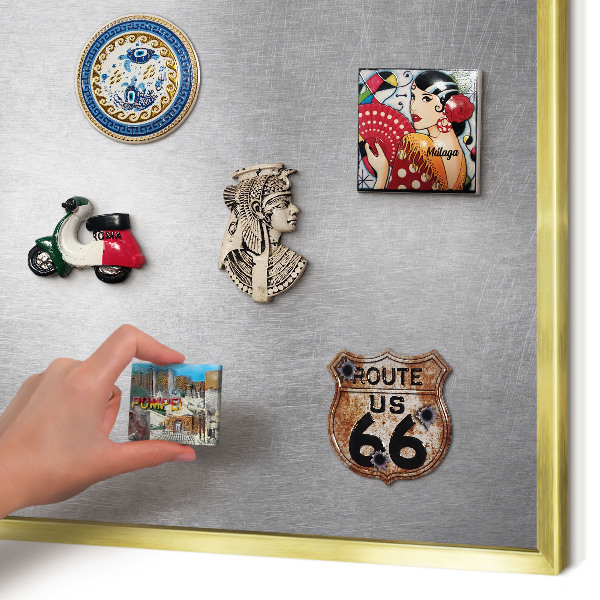 Tablero para imanes decorativo con marco dorado Superficie metálica