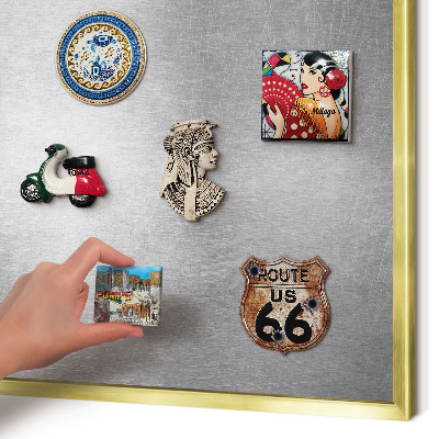 Tablero para imanes decorativo con marco dorado Superficie metálica