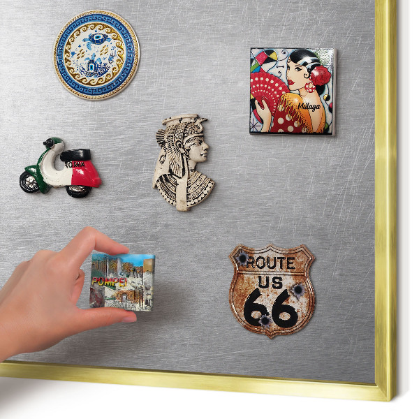 Tablero para imanes decorativo con marco dorado Superficie metálica