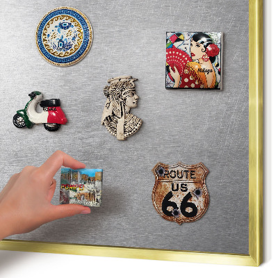 Tablero para imanes decorativo con marco dorado Superficie metálica