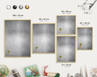 Tablero para imanes decorativo con marco dorado Superficie metálica