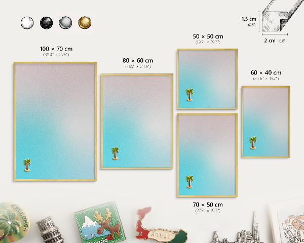 Tablero para imanes decorativo con marco dorado Abstracción en tonos pastel