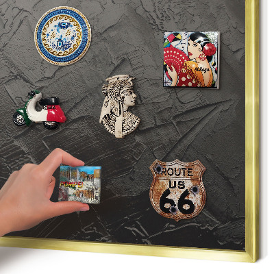 Tablero para imanes decorativo con marco dorado Negro texturizado