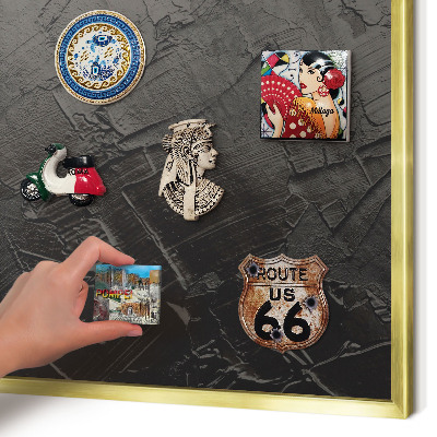 Tablero para imanes decorativo con marco dorado Negro texturizado