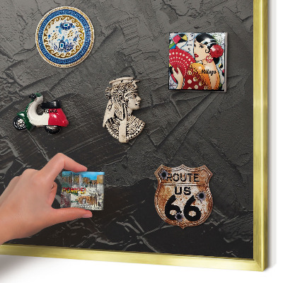 Tablero para imanes decorativo con marco dorado Negro texturizado