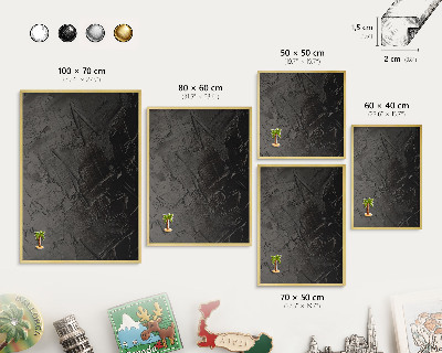Tablero para imanes decorativo con marco dorado Negro texturizado