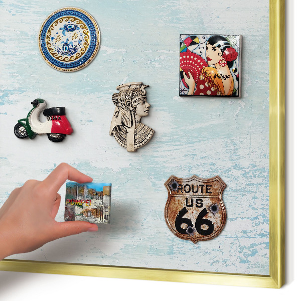 Tablero para imanes decorativo con marco dorado Abrasiones pastel