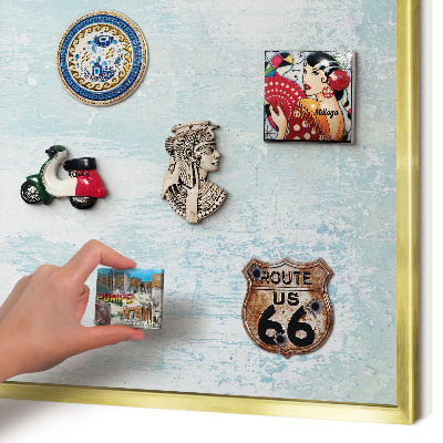 Tablero para imanes decorativo con marco dorado Abrasiones pastel