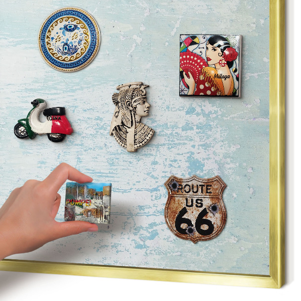 Tablero para imanes decorativo con marco dorado Abrasiones pastel