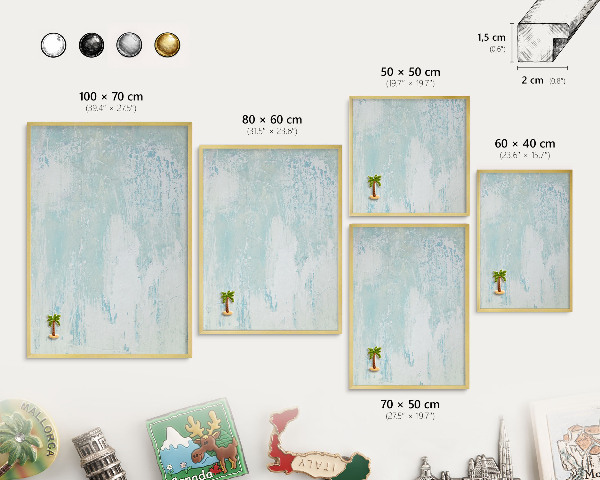 Tablero para imanes decorativo con marco dorado Abrasiones pastel