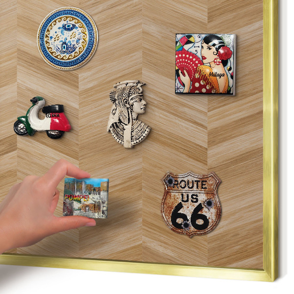 Tablero para imanes decorativo con marco dorado Espiga de madera