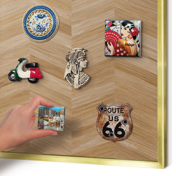 Tablero para imanes decorativo con marco dorado Espiga de madera