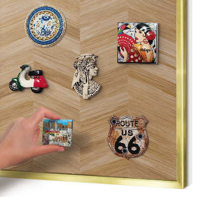 Tablero para imanes decorativo con marco dorado Espiga de madera