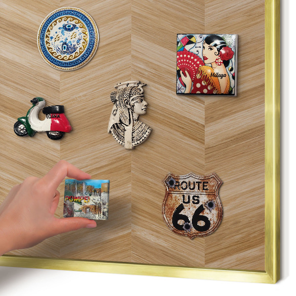 Tablero para imanes decorativo con marco dorado Espiga de madera